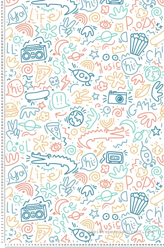 Vente Directe Papier peint Dessin Doodle orange - La belle histoire d‘Ugépa Réf. UGP-M45710