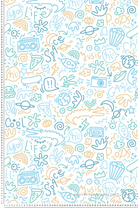 Papier peint Dessin Doodle bleu - La belle histoire d‘Ugépa Réf. UGP-M45701 Marque
