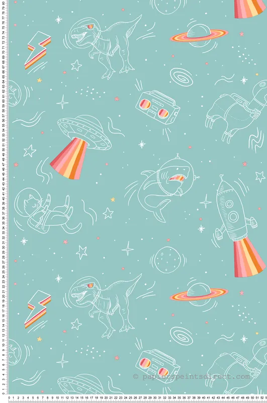 Top Vente Papier peint Animaux dans l‘Espace bleu clair et rose - La belle histoire d‘Ugépa Réf. UGP-M36804