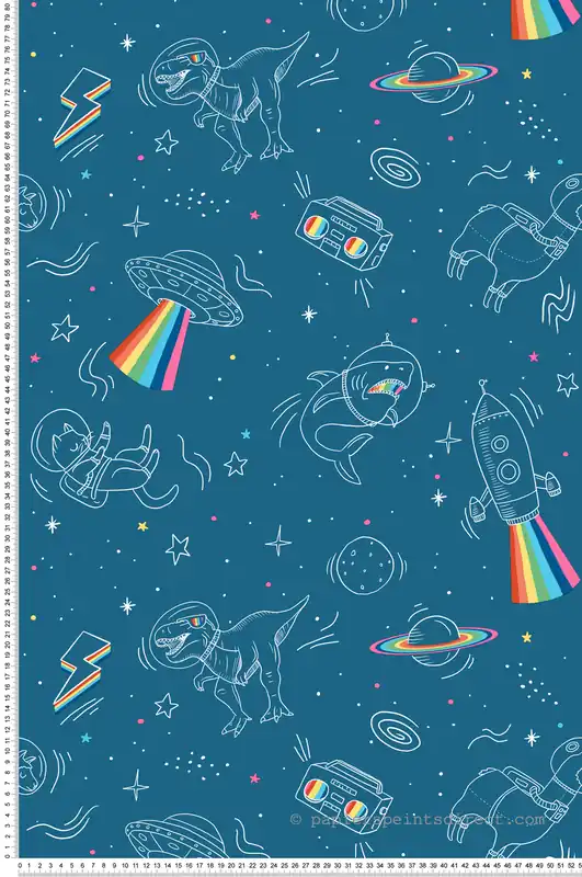 Papier peint Animaux dans l‘Espace bleu marine - La belle histoire d‘Ugépa Réf. UGP-M36801 Achetez Aujourd'hui