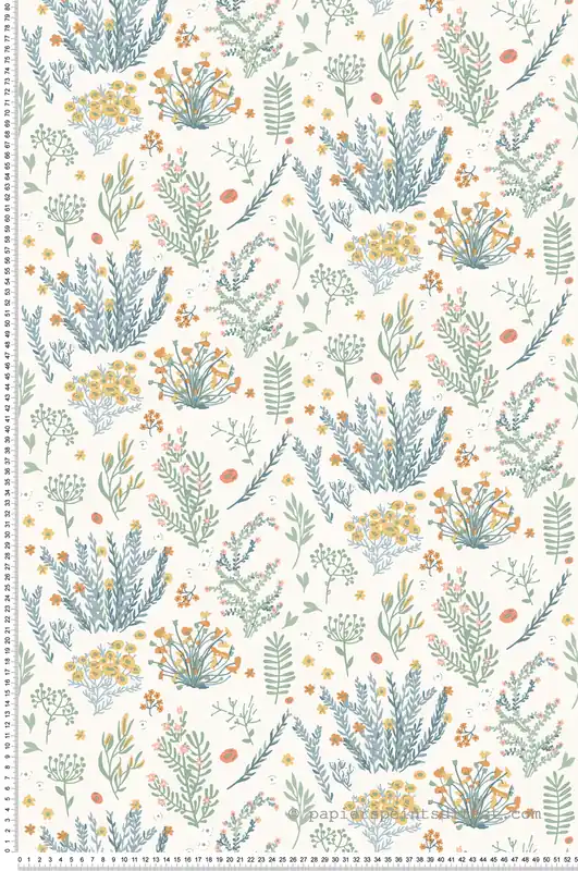 Papier peint Mini Fleurs bleues et vertes - La belle histoire d‘Ugépa Réf. UGP-A90610 Bon Plan