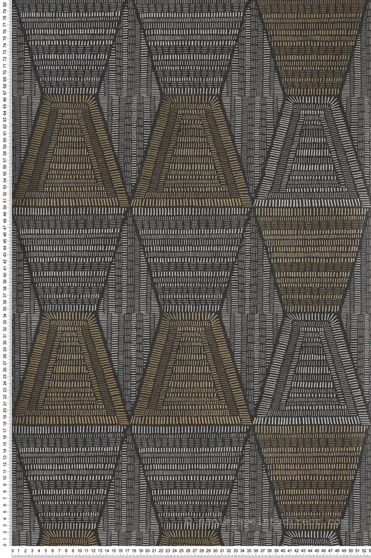 Produit De Marque Papier peint Ethnique Daïa noir et doré - Mirage de Casamance Réf. CAS-75274690