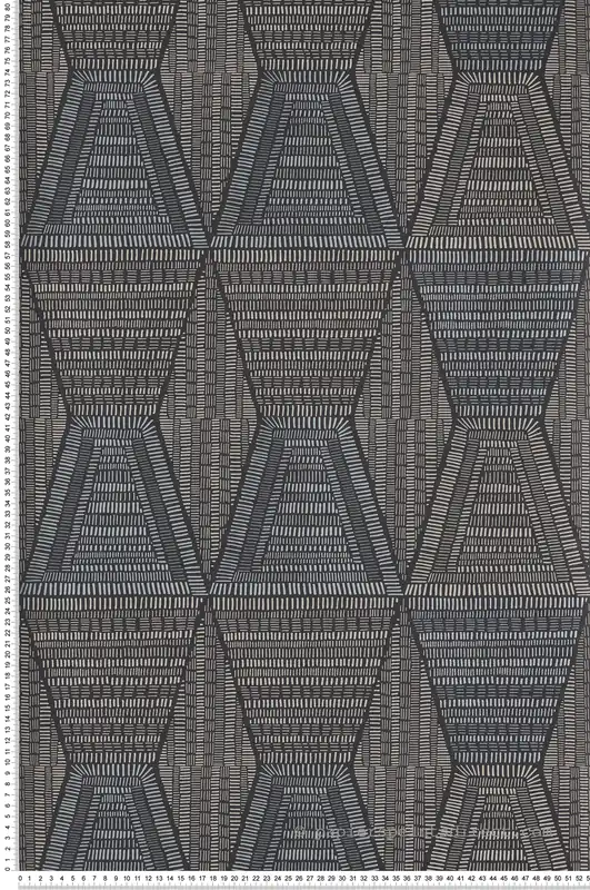 Papier peint Ethnique Daïa noir et bleu irisé - Mirage de Casamance Réf. CAS-75274588 Bon Marché