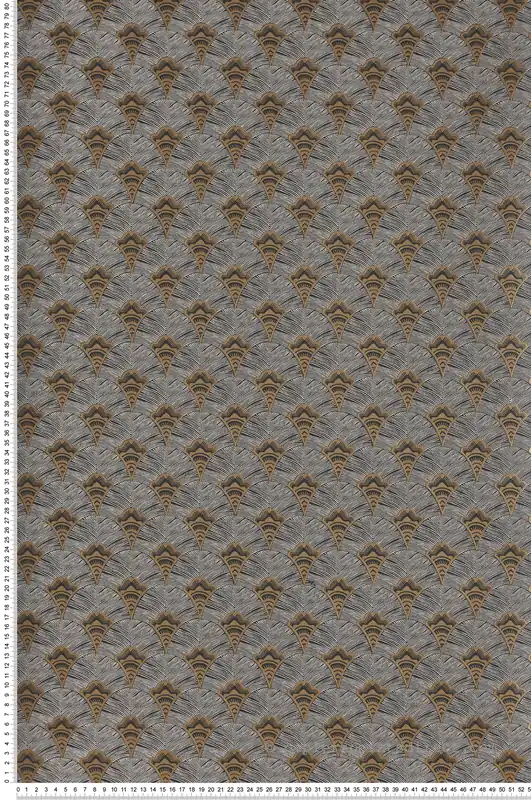 Papier peint Palme Ethnique Adenium gris pale et doré - Mirage de Casamance Réf. CAS-75254384 Solde