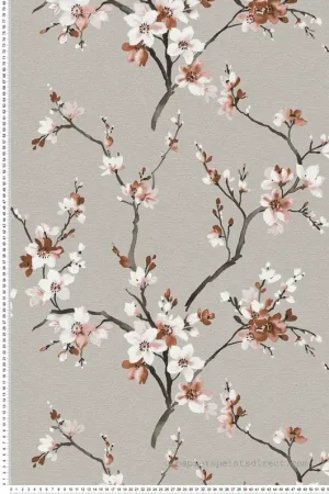 Papier peint Fleur de Cerisier Japonaise gris - Desert Lodge de Livingwalls Réf. 38520-4 Nouvel Arrivage