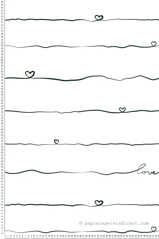Quantité Limitée Papier peint enfant Rayures Love noir et blanc - Little Love d‘A.S. Création Réf. SP15686