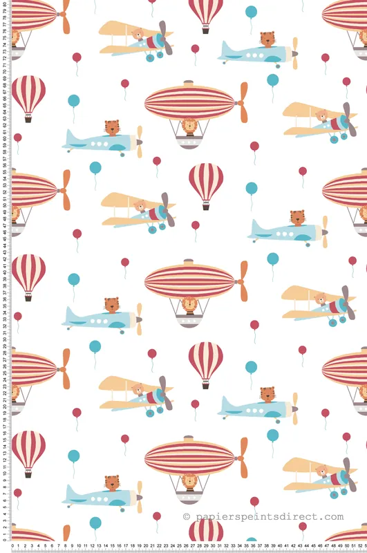 Certifié Papier peint enfant Montgolfière Avion rouge - Little Love d‘A.S. Création Réf. SP15665