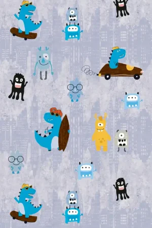 Nouvelle Collection Papier peint enfant Ville de Monstres bleu - Little Love d‘A.S. Création Réf. SP15656