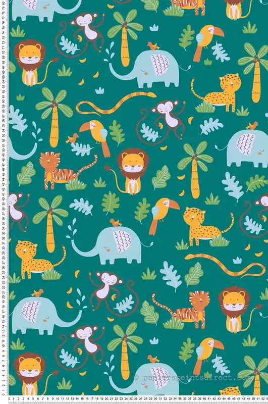 Acheter En Ligne Papier peint enfant Animaux Jungle vert - Little Love d‘A.S. Création Réf. SP15643