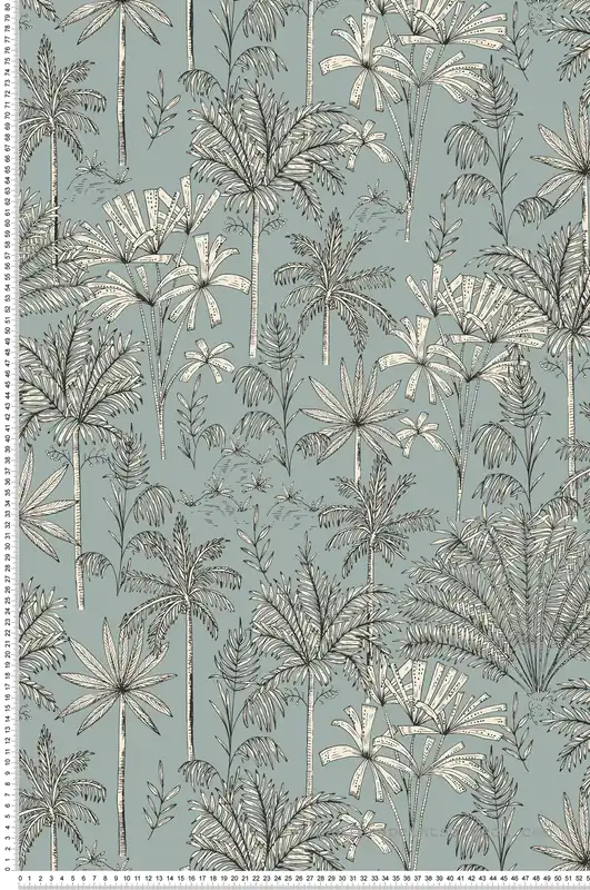 Achat Immédiat Papier peint Jungle Jardin Majorelle bleu-gris - Nos Gravures de Casélio Réf. NGR103037031