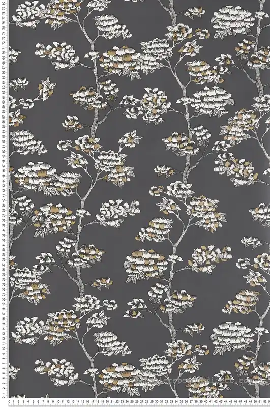Papier peint Arbre Jardin de Kyoto anthracite - Nos Gravures de Casélio Réf. NGR102999062 Prix Cassé
