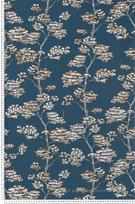 Papier peint Arbre Jardin de Kyoto bleu doré - Nos Gravures de Casélio Réf. NGR102996252 Bon Marché