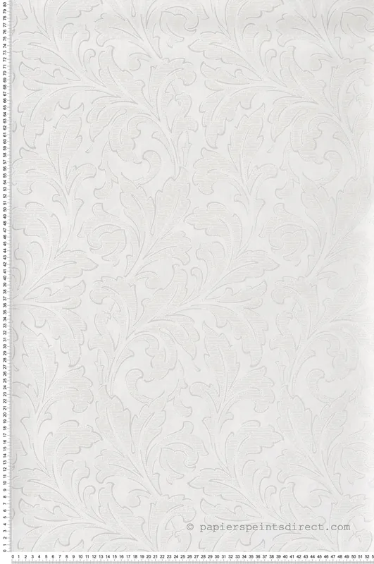 Meilleur Choix Papier peint Classique Acanthe blanc argenté - Arts & Crafts de Casadéco Réf. ARCR86360105