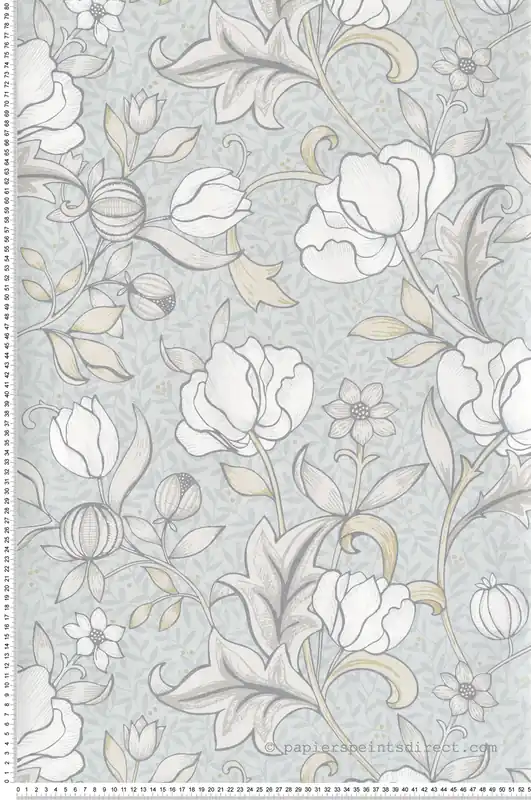 Super Prix Papier peint Vintage Fleuri Isabella bleu dragée - Arts & Crafts de Casadéco Réf. ARCR86346122