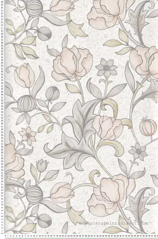 Réduction Papier peint Vintage Fleuri Isabella rose poudré - Arts & Crafts de Casadéco Réf. ARCR86344120