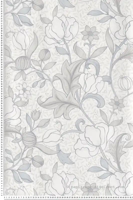 Meilleur Choix Papier peint Vintage Fleuri Isabella gris bleu - Arts & Crafts de Casadéco Réf. ARCR86340218