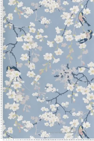 Quantité Limitée Papier peint fleurs Massingberd Blossom Pale Blue - National Trust Papers 2 de Little Greene Réf. 0260MAPALEZ