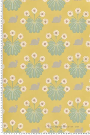 Papier peint escargot Burges Snail Lemon - National Trust Papers 2 de Little Greene Réf. 0260BULEMON Achetez Aujourd'hui