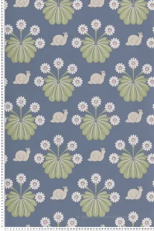 Papier peint escargot Burges Snail Juniper - National Trust Papers 2 de Little Greene Réf. 0260BUJUNIP Offre Limitée