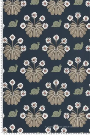 Papier peint escargot Burges Snail Dark Blue - National Trust Papers 2 de Little Greene Réf. 0260BUDARKZ Usine Directe