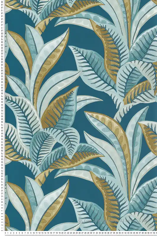 Must-Have Papier peint Feuillage Vitamin Sea bleu et marron clair - Sea You Soon de Casélio Réf. SYO102766664