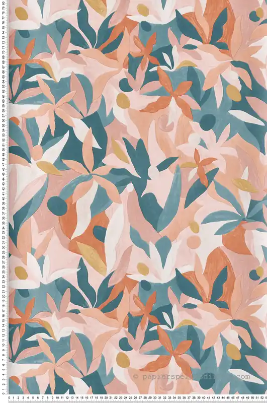 Paiement Sécurisé Papier peint Fleur Sauvage orange, rose et doré - Imagination de Casélio Réf. IMG102163049
