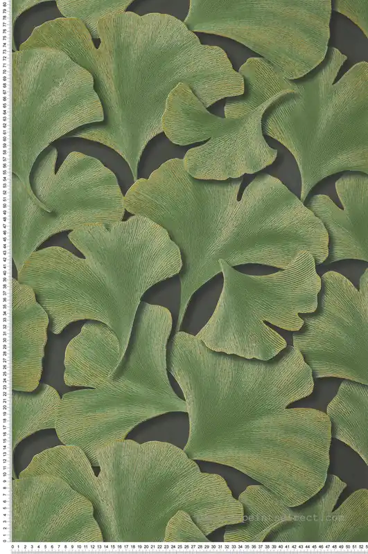 Retour Gratuit Papier peint Feuille Gingko Biloba vert vif et doré - Gingko de Casadéco Réf. GINK86247431