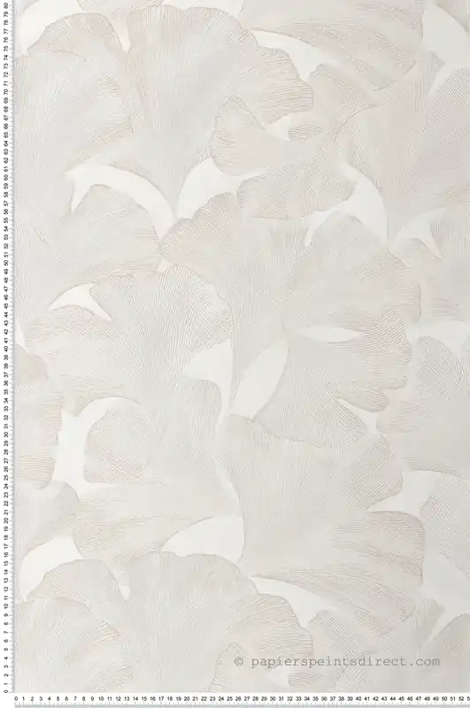 Bon Plan Papier peint Feuille Gingko Biloba écru et irisé - Gingko de Casadéco Réf. GINK86240101