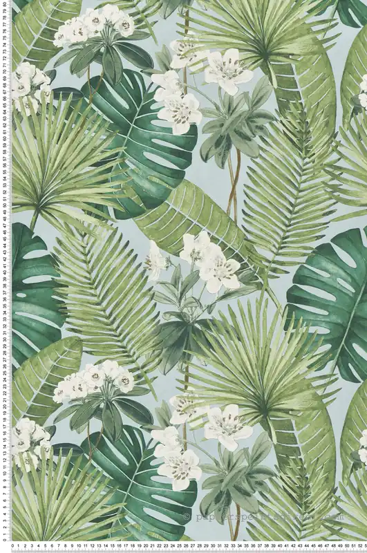 Vente Directe Papier peint Fleur et Feuillage bleu - Eden d‘Ugépa Réf. UGP-M37801