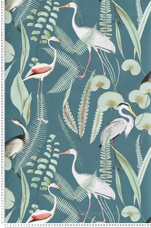 Marque Papier peint Oiseau et Feuillage bleu canard - Eden d‘Ugépa Réf. UGP-M37414