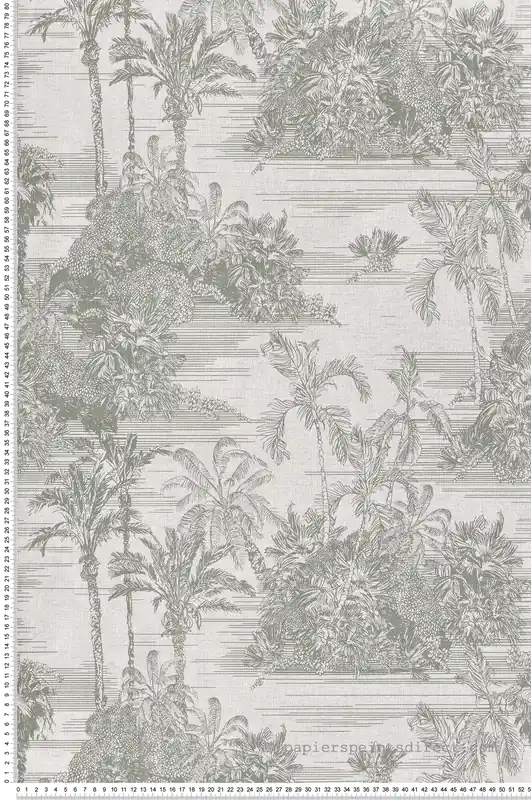 Dernière Chance Papier peint Jungle Toile de Jouy vert - Eden d‘Ugépa Réf. UGP-M37304