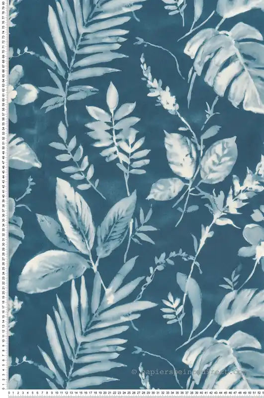 Populaire Papier peint Feuillage Aquarelle bleu - Eden d‘Ugépa Réf. UGP-L98901