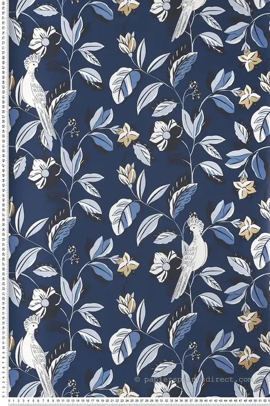 Solde Papier peint Feuillage et Oiseau bleu nuit - Only Blue de Casélio Réf. ONB102626220