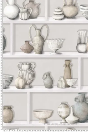 Soldes Papier peint Trompe l‘Oeil Vase blanc - Kanoko d‘Osborne & Little Réf. OSB-W7560-02