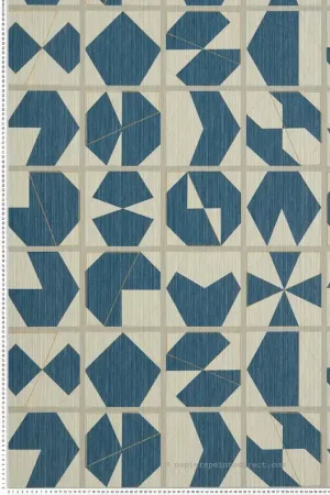 Papier peint Mosaïque Géométrique bleu - Kanoko d‘Osborne & Little Réf. OSB-W7557-03 Meilleure Vente