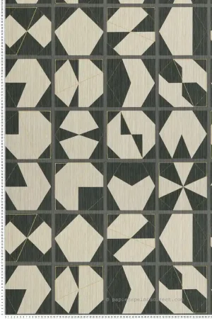 Réduction Papier peint Mosaïque Géométrique noir - Kanoko d‘Osborne & Little Réf. OSB-W7557-01