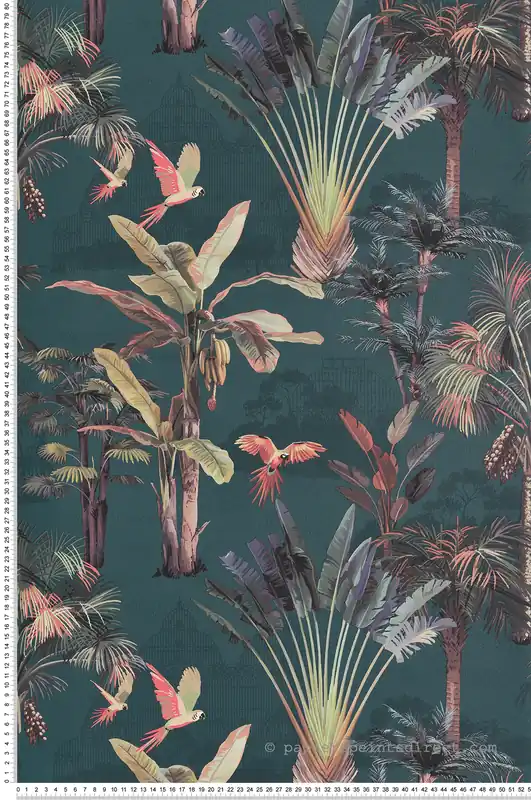 Réduction Papier peint Palme et Oiseau vert emeraude - Jardin d‘Eden de Lutèce Réf. LTC-51203314