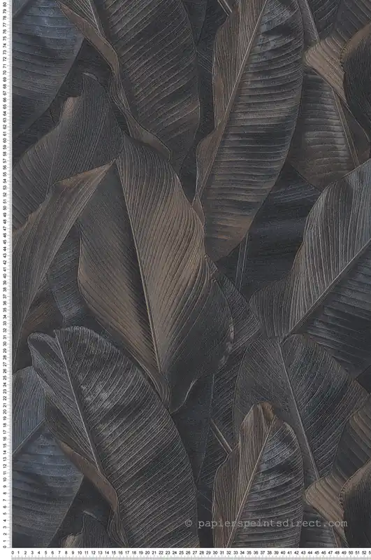 Certifié Papier peint Feuille Banana bleu et noir - Folium de Montecolino Réf. MC-FO17808