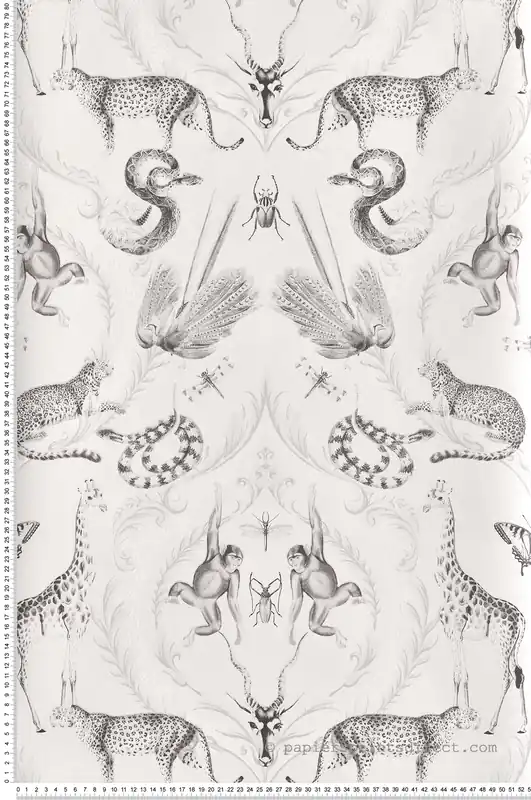 Acheter Direct Papier peint Arabesque et Animaux blanc irisé - Bamako de Lutèce Réf. LTC-G78314