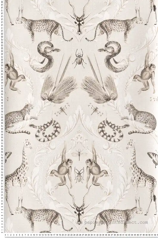 Papier peint Arabesque et Animaux beige - Bamako de Lutèce Réf. LTC-G78309 Nouvel Arrivage