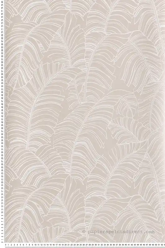 Certifié Papier peint Feuille Tropicale beige et blanc - Bamako de Lutèce Réf. LTC-G78300