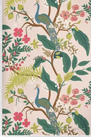 Top Vente Papier peint Nature Peacock rose pale - Rifle Paper Co. d‘Initiales Réf. INI-RI5169