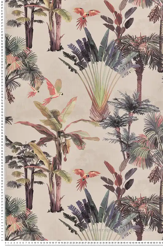 Seulement Aujourd'hui Papier peint Palme et Oiseau noisette - Jardin d‘Eden de Lutèce Réf. LTC-51203307