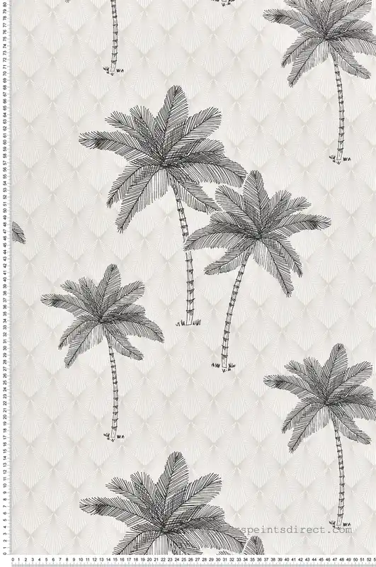 Bon Marché Papier peint Palmier Art Déco grège et noir - Jardin d‘Eden de Lutèce Réf. LTC-51202709