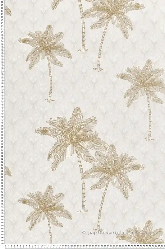 Top Vente Papier peint Palmier Art Déco grège doré - Jardin d‘Eden de Lutèce Réf. LTC-51202707