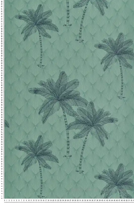 Papier peint Palmier Art Déco vert et bleu - Jardin d‘Eden de Lutèce Réf. LTC-51202704 Haute Qualité