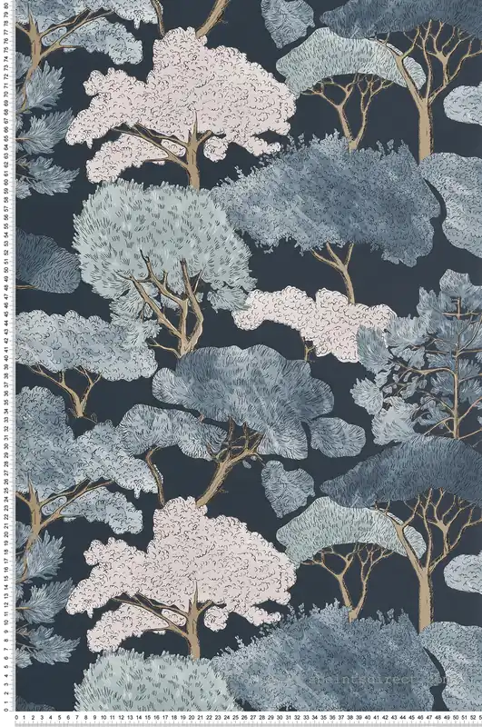 Papier peint Forêt Enchantée bleu nuit - Jardin d‘Eden de Lutèce Réf. LTC-51202401 Nouveauté