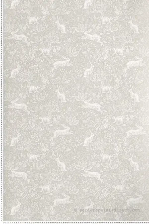 Nouveauté Papier peint Animaux Fable grège - Rifle Paper Co. d‘Initiales Réf. INI-RI5102