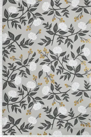 Papier peint Fleuri Peonies gris - Rifle Paper Co. d‘Initiales Réf. INI-RI5152 Produit De Marque
