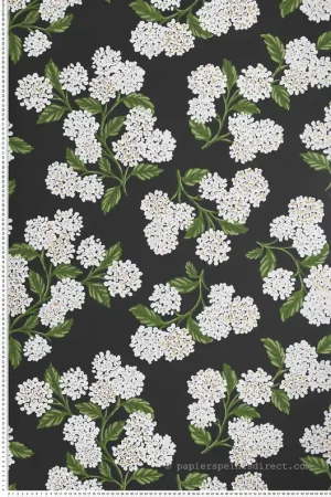 Papier peint Fleurs Hydrangea noir - Rifle Paper Co. d‘Initiales Réf. INI-RI5146 Produit De Marque